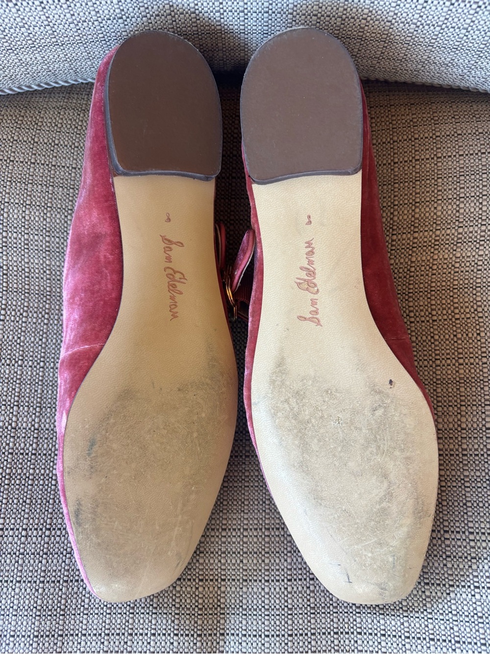 Sam Edelman Rose Pink Velvet Mary Jane Flats - Picture 4 of 6